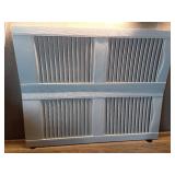 14.5 in. W x 36 in. H Builders Edge  Standard Cathedral Top Center Mullion  Open Louver Shutters  Includes Matching Installation Spikes  001 - White - Retail: $60