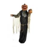 Haunted Hill Farm Life-Size 7-Ft Poseable Scary Talking Pumpkin Man with Touch Activated Lights and Sound, Battery-Operated Indoor or Covered Outdoor Halloween Decoration - Retail: $67