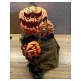 Haunted Hill Farm Life-Size 7-Ft Poseable Scary Talking Pumpkin Man with Touch Activated Lights and Sound, Battery-Operated Indoor or Covered Outdoor Halloween Decoration - Retail: $67