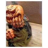 Haunted Hill Farm Life-Size 7-Ft Poseable Scary Talking Pumpkin Man with Touch Activated Lights and Sound, Battery-Operated Indoor or Covered Outdoor Halloween Decoration - Retail: $67