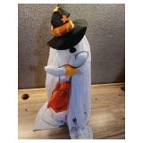 Haunted Hill Farm Friendly Ghost Halloween Animatronic with Touch Activated Lights and Music, Battery Operated Indoor or Covered Outdoor Halloween Decorations, Cute and Modern Halloween Props for Home