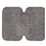 3pc Traditional Nylon Washable Bathroom Rug Set Gray - Garland Rug - Retail: $105