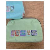Tech Pouch - heyday Pastel Lime and Blue Word Embroidery: Electronics Accessory Case Set