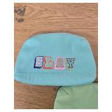 Tech Pouch - heyday Pastel Lime and Blue Word Embroidery: Electronics Accessory Case Set