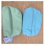 Tech Pouch - heyday Pastel Lime and Blue Word Embroidery: Electronics Accessory Case Set