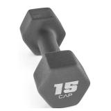CAP, 15lb Neoprene Dumbbell, Cool Gray, Single (Damage-See Pic #4) - Retail: $25