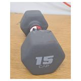 CAP, 15lb Neoprene Dumbbell, Cool Gray, Single (Damage-See Pic #4) - Retail: $25