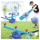 Water Sprinkler Baseball Toy, 5 in 1 Water Sprinkler for Kids Outdoor Play with 2 Sprinkler Heads, Hedgehog Baseball Sprinkler Toy, Summer Backyard Lawn Pool Party Fun