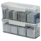 Yesesion 2 Pack Card Storage Box for Top Loader, Clear Display Case with Lid and Handle for Collectible Trading Baseball Football Game Card, Portable Art Crafts Organizer