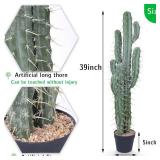 Artificial Cactus 39 Inch Fake Cacti Faux Plant with Black Planter for Home Garden Store Office Floor Decoration