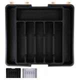 S&F Homes Expandable Cutlery drawer organizer, utensil drawer organizer, flatware and silverware holder, organization and storage tray for kitchen decor, BPA-Free. (Black)