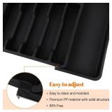 S&F Homes Expandable Cutlery drawer organizer, utensil drawer organizer, flatware and silverware holder, organization and storage tray for kitchen decor, BPA-Free. (Black)