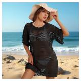 Women Swimsuit Coverup Crochet Bathing Suit Beach Cover Ups Summer Knit Bikini Beachwear Pullover 2025 Swimwear Dress Size Small