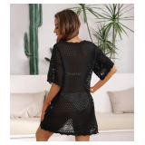 Women Swimsuit Coverup Crochet Bathing Suit Beach Cover Ups Summer Knit Bikini Beachwear Pullover 2025 Swimwear Dress Size Small