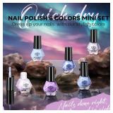 modelones Nail Polish Set, 6 Colors 2025 Baby Blue Purple Nail Polish Set Shimmer Glitter Sliver Fast Drying Mini Nail Lacquer Kit Finger Manicure DIY Nail Art Home Salon Gift for Women Girl