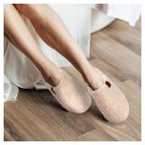 Women s Fuzzy Scuff Slippers, Comfy Supportive Foam Slip-On House Shoes for Indoor Bedroom. Size 7/8
