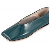 Womens Ballet Flats Square Toe Ballet Flats Shoes for Women Dress Shoes Loafers Comfortable Dressy Green 10