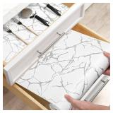 Shelf & Drawer Liner, Non-Adhesive Strong Grip Thickened Kitchen Cabinet Liner, Waterproof Easy to Clean Shelf Paper for Dresser, Pantry, Bathroom, Cupboard (Silver Marble, 12Inch x 120Inch)