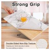 Shelf & Drawer Liner, Non-Adhesive Strong Grip Thickened Kitchen Cabinet Liner, Waterproof Easy to Clean Shelf Paper for Dresser, Pantry, Bathroom, Cupboard (Silver Marble, 12Inch x 120Inch)