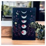 Blank Spell Book of Shadows Journal with Lock Clasp Handmade Vintage Moon Phase Print Diary Leather Journal Prayer Pagan Witchcraft Supplies Wiccan Decor Notebook Size 7x5 inches (Red Moon, 7x5)