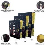 Blank Spell Book of Shadows Journal with Lock Clasp Handmade Vintage Moon Phase Print Diary Leather Journal Prayer Pagan Witchcraft Supplies Wiccan Decor Notebook Size 7x5 inches (Red Moon, 7x5)