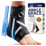 FEATOL Ankle Brace for Sprained Ankle, Adjustable & Comfortable Lace Up Support Stabilizer for Women Men with 2 Removable Side Splints, Protection for Sports, Running & Recovery, Large(12.6