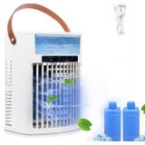 Portable Air Conditioner, Air Cooler, 1000ml Cold Fan Air Conditioner, 5 Air Speeds and 7 LED Lights, 2 Ice Packs, 3 Cold Mist and 2/4/6 Timer, USB Cold Fan for Home, Office and Outdoors.