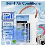 Portable Air Conditioner, Air Cooler, 1000ml Cold Fan Air Conditioner, 5 Air Speeds and 7 LED Lights, 2 Ice Packs, 3 Cold Mist and 2/4/6 Timer, USB Cold Fan for Home, Office and Outdoors.