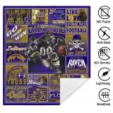 Baltimore ravens 50" X 60", City Football Lovers Fan Gifts Gear Merch Sports Fan Throw Blankets for Sofa Bed Bedroom Living Room Royal Purple Metallic Gold