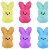Easter Bunny Plush Toys 6Pcs Easter Peep Plush Cute Animal Bunny Stuffed Doll Toy Easter Basket Stuffers Toys for Kids
