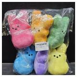 Easter Bunny Plush Toys 6Pcs Easter Peep Plush Cute Animal Bunny Stuffed Doll Toy Easter Basket Stuffers Toys for Kids