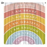 Kids Rainbow Window Curtains Kids Boys Girls Bedroom Decor Window Treatment Brave Smart Loved Rainbow Classroom Book Center Calming Corner Playroom Decor Window Drapes 42" W X 45" L