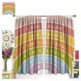 Kids Rainbow Window Curtains Kids Boys Girls Bedroom Decor Window Treatment Brave Smart Loved Rainbow Classroom Book Center Calming Corner Playroom Decor Window Drapes 42" W X 45" L