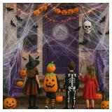 Lot of 2 The Dreidel Company Ultra Stretchy Halloween Spider Web Decoration 6 Pack Total 200 Sq ft With 12 Creepy Plastic Spiders, Indoor & Outdoor Decor Spooky Party Favor Supplies