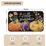 SHIYUE Fall Pumpkin Funny Decorative Doormat, Thanksgiving Seasonal Fall Low-Profile Switch Rug Door Mat Floor Mat for Indoor Outdoor 17x29 Inch Black