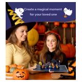 Lot of 4 Magic Ants 3D Pop-Up Halloween Greeting Card   Spooky Camping Scene with Cute Animals   Includes Envelope   Perfect for Halloween Celebrations   7.9 x 5.9 inches