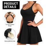 Women Tennis Golf Dress with Built-in Shorts and Bra-Workout Athletic Activewear for Exercise - Small