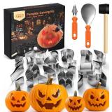 LovesTown 24PCS Pumpkin Carving Kit, Stainless Steel Pumpkin Carving Tools Halloween Activities for Kids Gifts DIY Crafts
