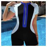FYMNSI One Piece Bathing Suit Tummy Control Swimsuits Long Sleeve Zip Front Rash Guard Monokini Swimwear Surfing Swim Suit XL