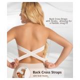 Strapless Bras for Women No Underwire Back Cross Push Up Bandeau Bra Non Slip Tube Bra. Large