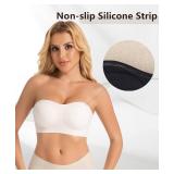 Strapless Bras for Women No Underwire Back Cross Push Up Bandeau Bra Non Slip Tube Bra. Large