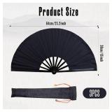 3 Pcs Large Folding Popping Fan Line Dancing Fan, Foldable Boots on The Ground Hand Fan, Big Handheld Line Dance Clap Fans (3 Pcak Black)
