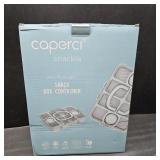 Caperci Snackle Box Container - Large 10 Compartments Divided Serving Tray with Lid and Handle, Built-in 2 Dip Containers, Dishwasher Safe, Leak-Proof, Wheat Straw, BPA-Free (Blue)