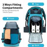 Ski Boot Bag Backpack, 50L Large Capacity Water-Resistant Padded Ski Travel Bag & Snowboard Boot Bag for Ski Boots, Helmet, Goggles, Clothes, Gloves, Snowboard Gear (Cyan)