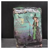 Poshetion Witch Halloween Costume for Girls - Light Up Toddler Witch Dress with Broom & Hat, Glow in the Dark for Wicked Parties (Green, Medium)