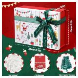 Lainlight Christmas Gift Boxes with Lids 11.3x8.2x4.1In Christmas Eve Boxes for Gifts with Card,Ribbon and Crinkle Paper (A-White)