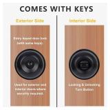 4 Pack Keyed Entry Door Knobs Matte Black Round Exterior/Interior Door Lock with Keys for Bedroom Bathroom, Hardwares & Instruction Included(Not Keyed Alike)