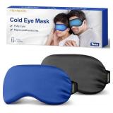 2PCS Cold Eye Mask - Cooling Eye Mask for Puffy Eyes, Cold Compress for Dark Circles, Tired Eyes, Headache, Migraines Relief - Reusable Gel Ice Pack, Weighted Sleep Mask((Black,Blue)