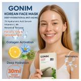 GONIM Face Mask Korean Skin Care with Hyaluronic Acid Serum & Collagen Activation, Hydrating Face Masks Skincare with Vitamin C, Moisturizing Sheet Mask for All Skin, Korean Face Mask 15 Sheets