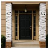 Motiskyy 6 Pcs Halloween Mummy Decor Mummy Wrap Cloth with Large Googly Eyes Front Door Porch Decorations Crepe Paper Indoor Kit for DIY Door Cover Party Outdoor Supplies